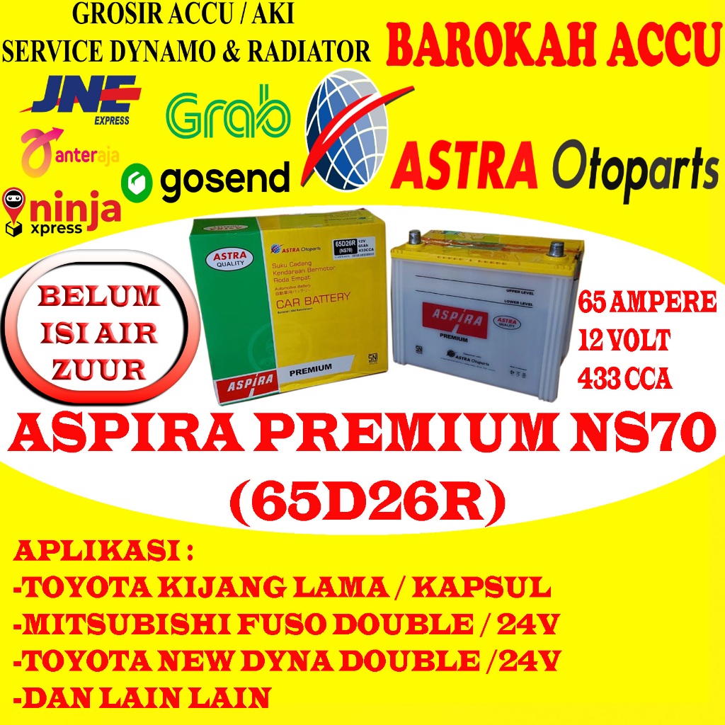 AKI ASPIRA PREMIUM NS70 / 65D26R , 65 AH ASTRA OTOPARTS