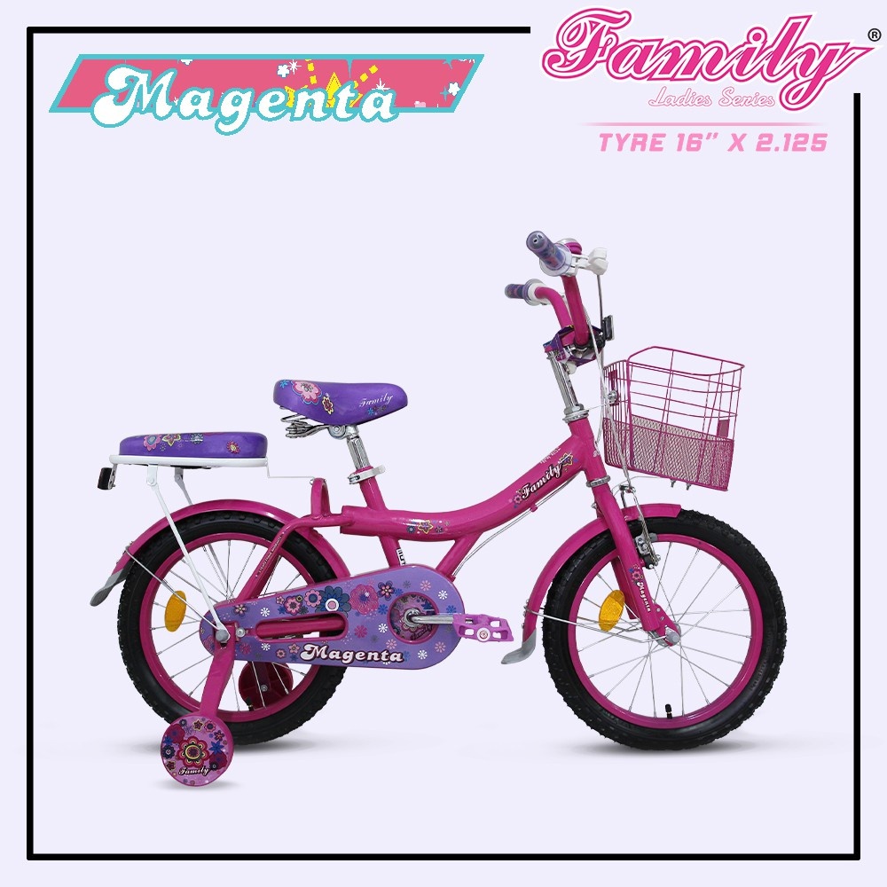 INSTANT - Sepeda Anak Roda Dua Sepeda Mini Family Magenta 16" ada keranjang