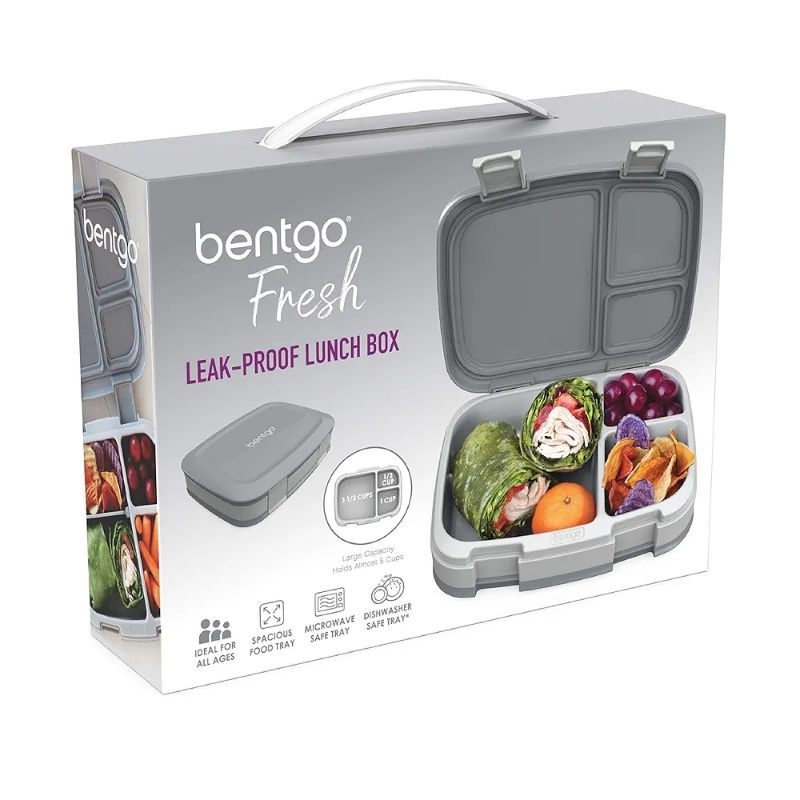 Bentgo Fresh – Leak-Proof, Versatile 4-Compartment Bento-Style Lunch Box (Gray)