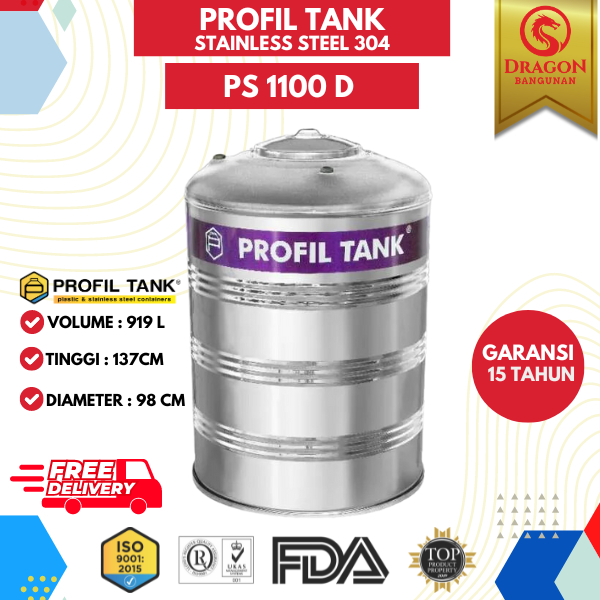 Tangki Air Stainless Profil Tank PS 1100 Datar - Toren Air Stainless Profil 1100 Datar