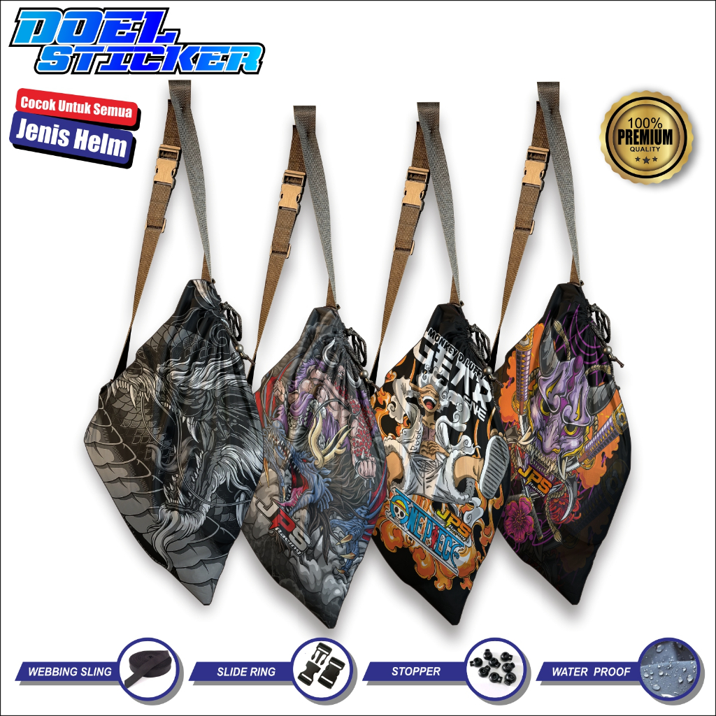 Sarung Helm Cover Helm Full Printing Tas Helm Motif Dragon Anti Air Waterproof Doel