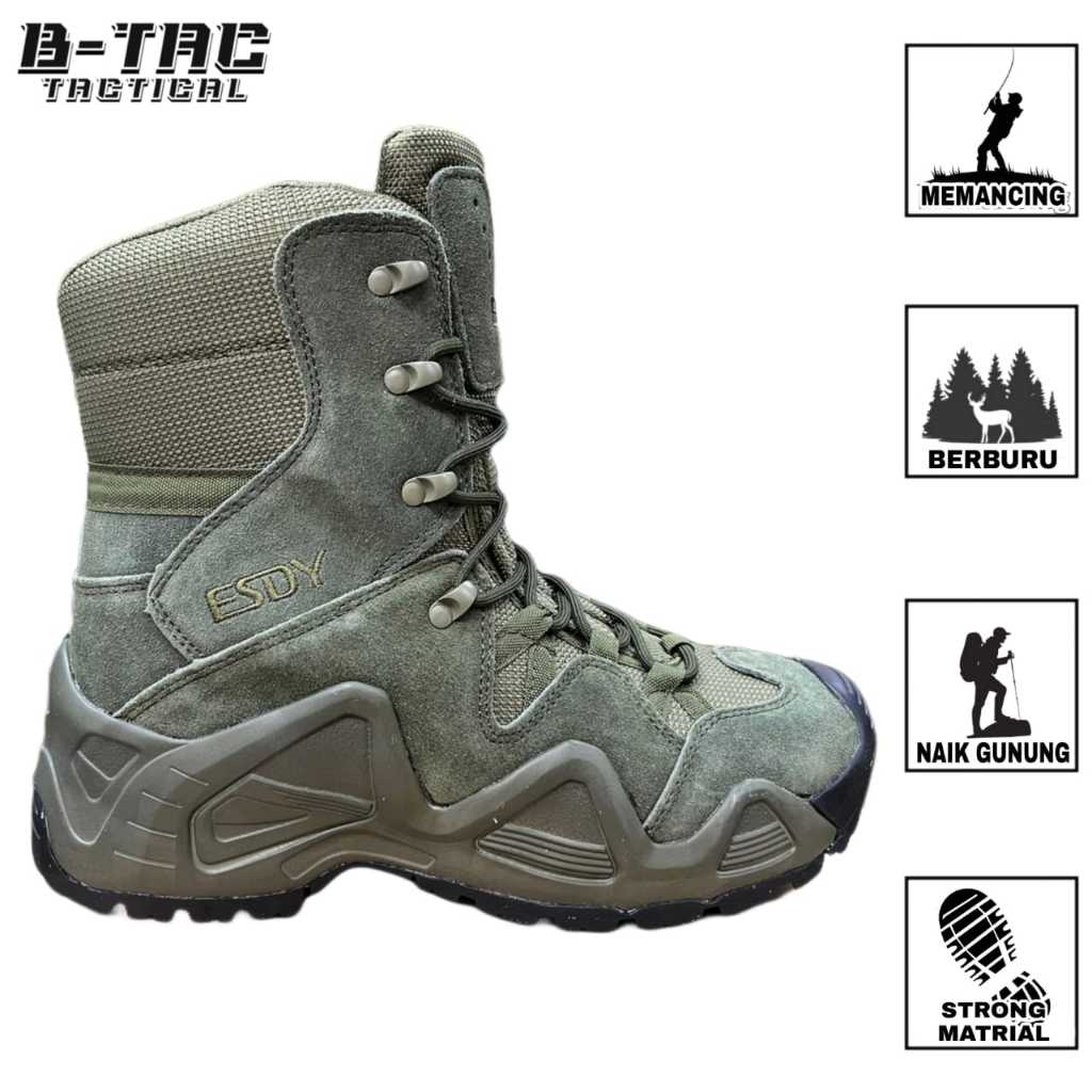 [S.ESDY 999 HIJAU] SEPATU BOOTS PRIA 8 INCH/Sepatu Boots Pria/ Sepatu Tactical Boots 8 inc Bahan Cor