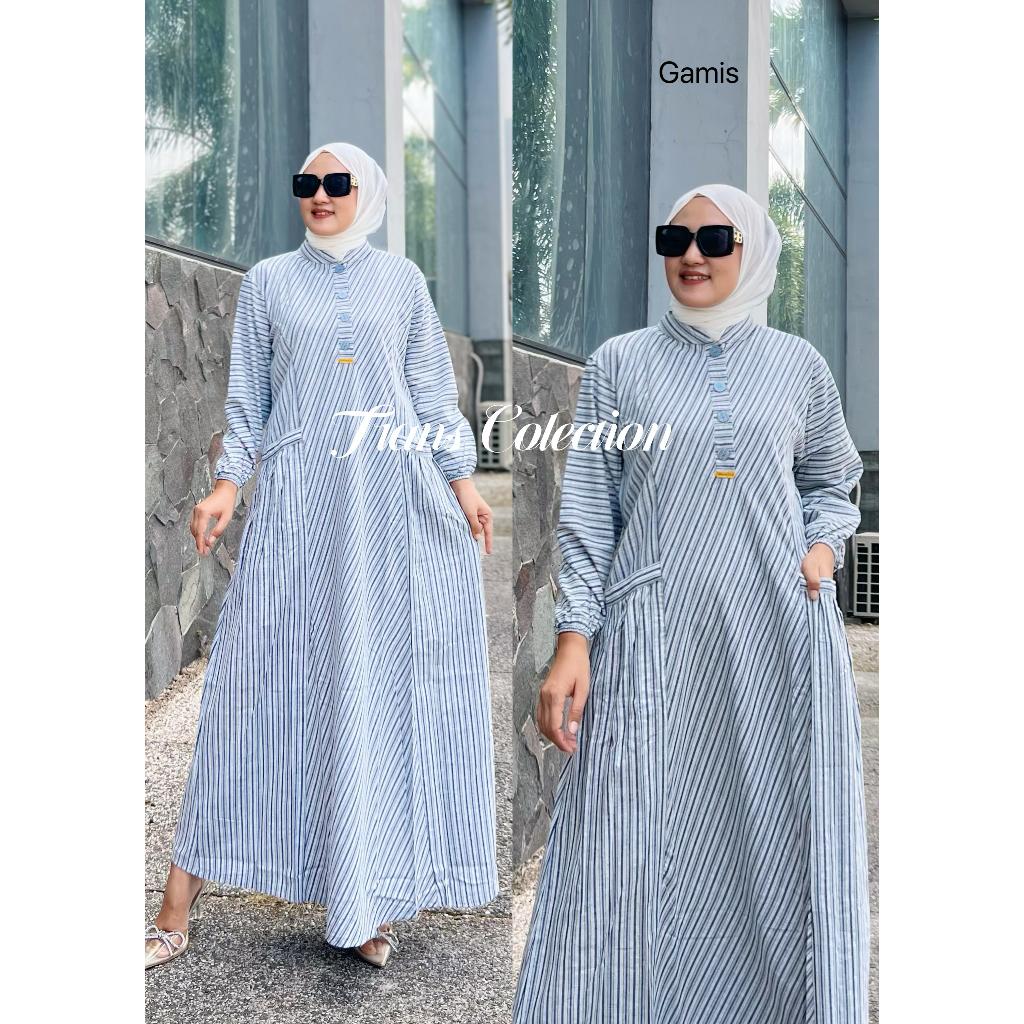 GAMIS KATUN HARUKA TRISET MOTIF SALUR YURA DRESS PREMIUM/COD/GAMIS KATUN TRISET WANITA TERBARU