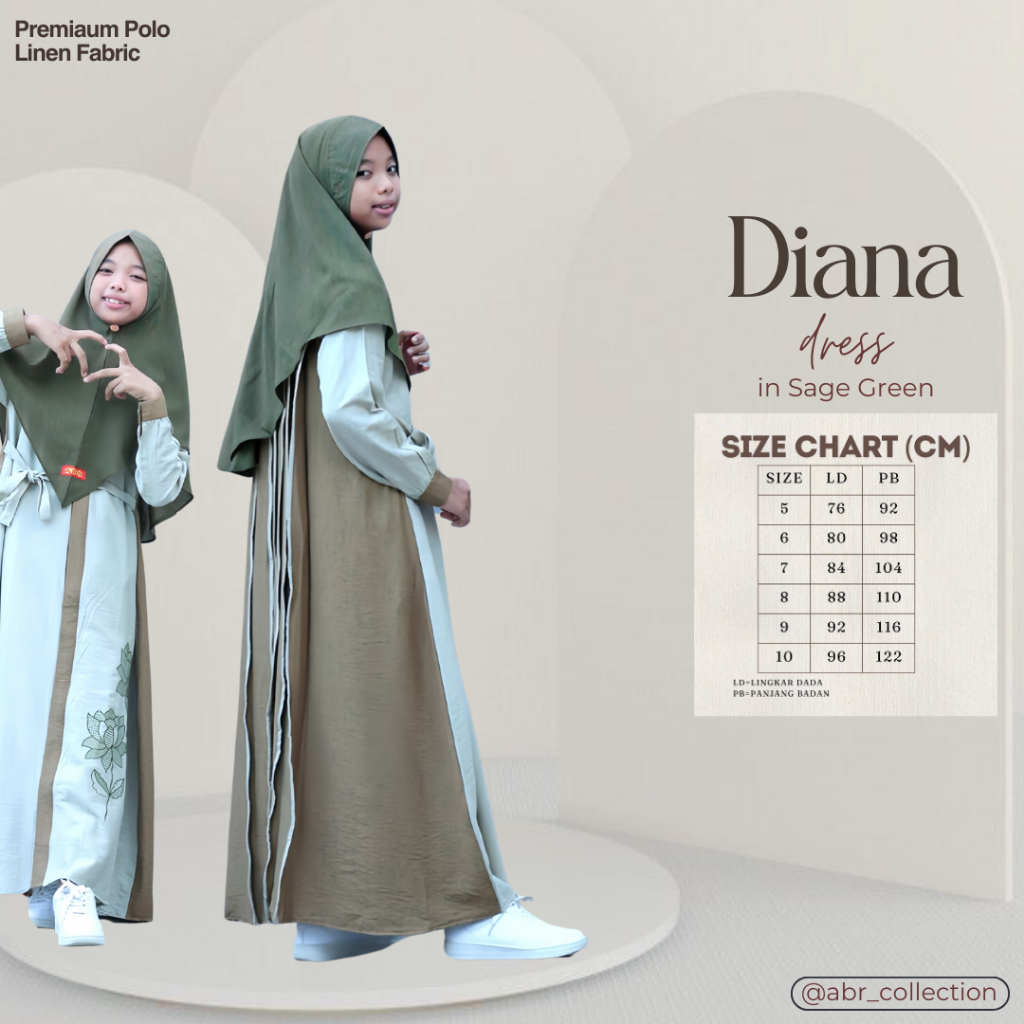ABR Collections Diana Dress - Gamis Anak Perempuan - Gamis Murah - Trend Muslim - Terbaru.
