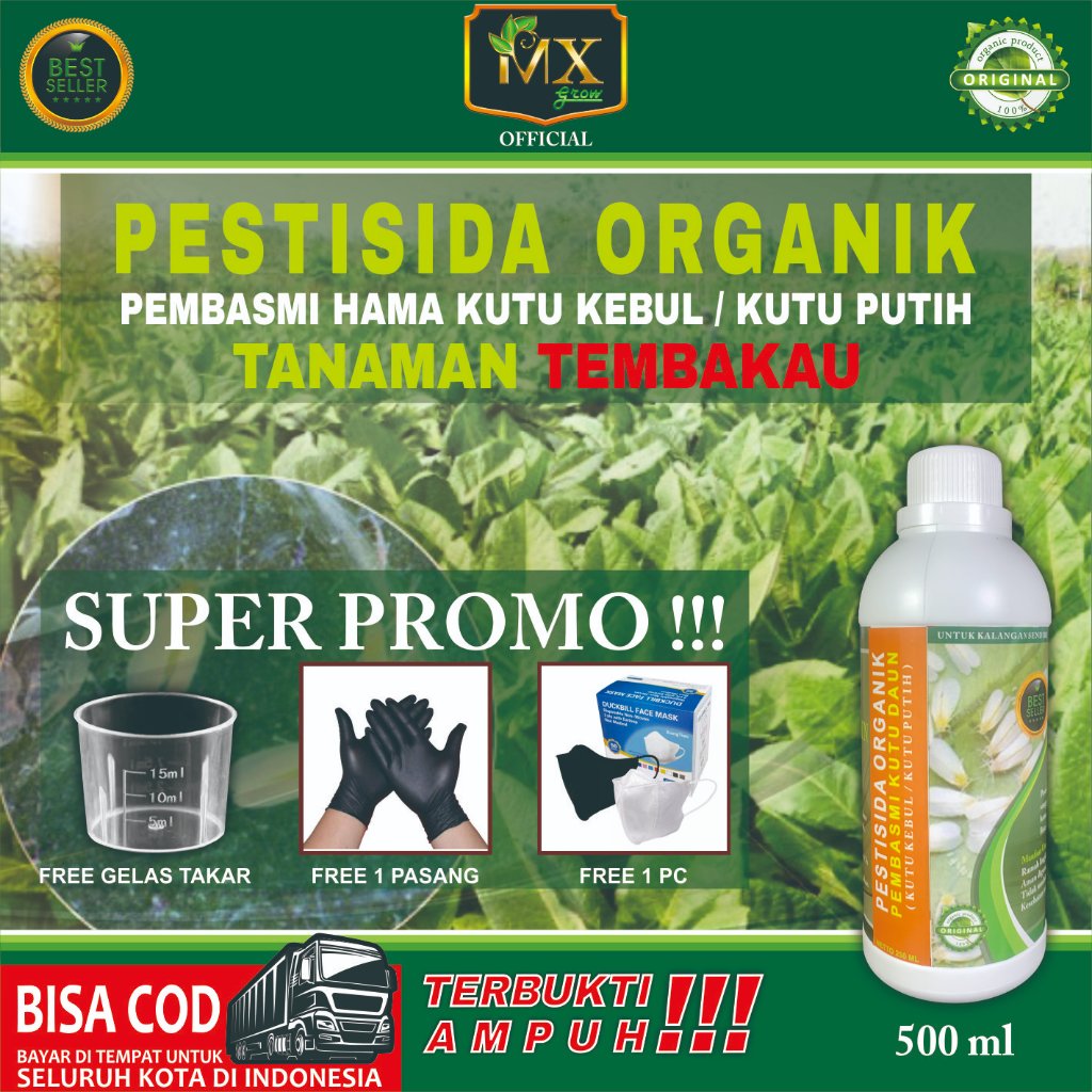 Pestisida Organik Pembasmi KUTU DAUN ( Kutu Kebul / Kutu Putih ) Untuk Tanaman TEMBAKAU 500 ml