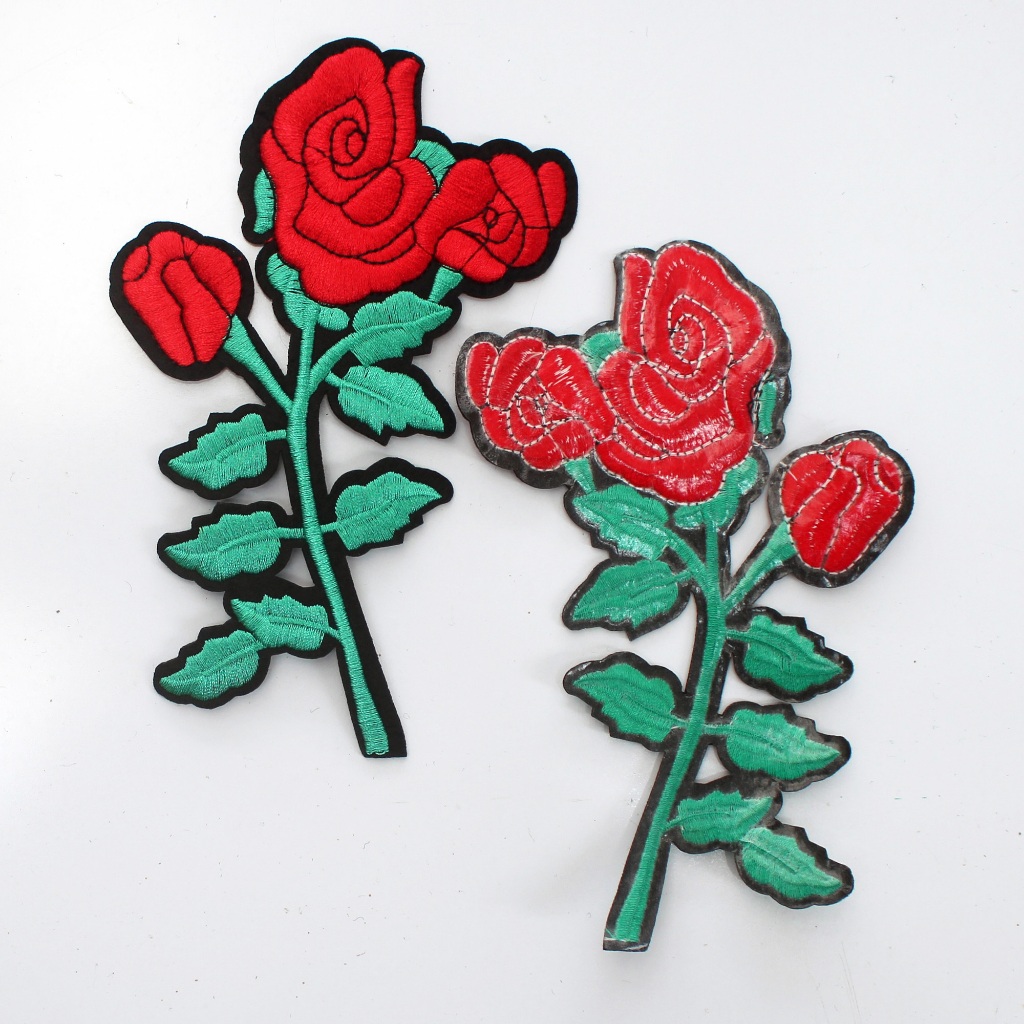 (Per Pcs) AP691 Iron Patch Bunga Mawar Cantik / Aplikasi Bordir Setrika Bunga Mawar / Bordir Tempel 