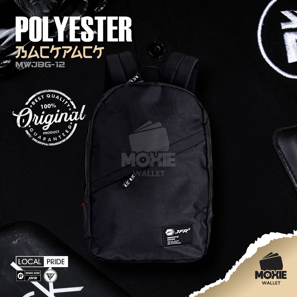 Tas Ransel Backpack Punggung Pria Cowok Laki Laki Remaja Hits Kekinian Polyester Black Hitam Motif P