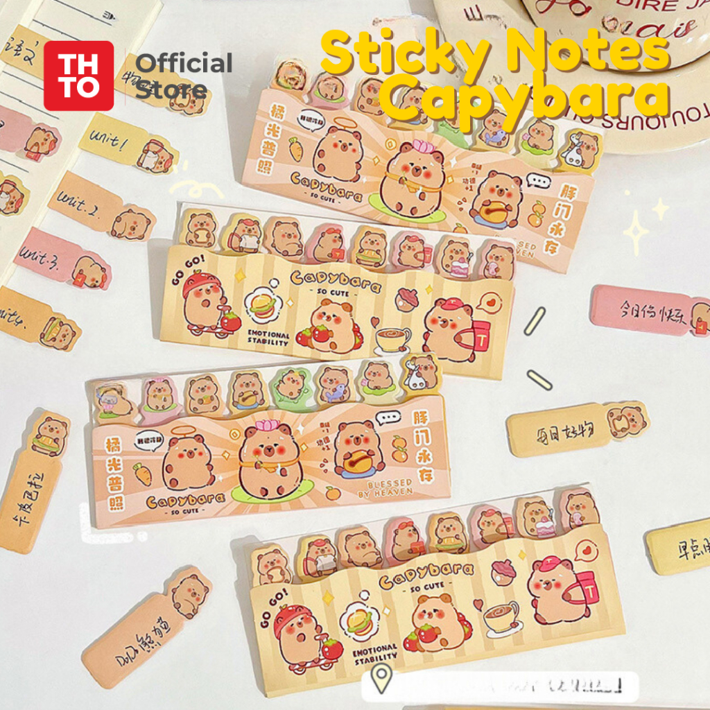 

THTO Sticky Notes Sticker Paper Kertas Cute Capybara 120 Pcs Note Memo Koreksi Stationery Lucu A144