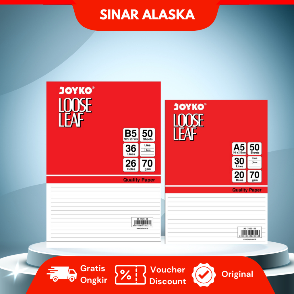 

Loose Leaf Isi Kertas File Binder Joyko B5 A5 Isi 50 Lembar