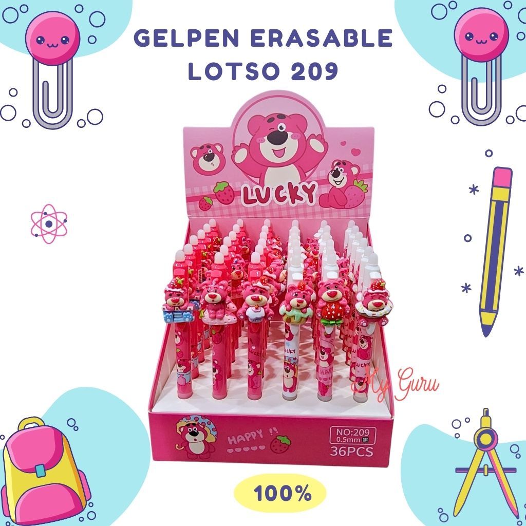 

[3 PCS] FANCY GEL PEN ERASABLE KARAKTER LOTSO / PULPEN CETEKAN KARAKTER LUCU 0.5MM