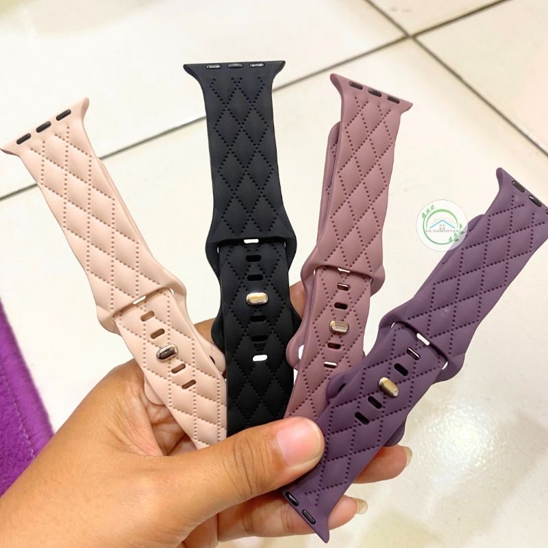 STRAP IWATCH || STRAP SILICONE RUBBER WAFFLE DIAMOND FOR IWATCH APPLE WATCH SMARTWATCH SERIES 6 7 8 