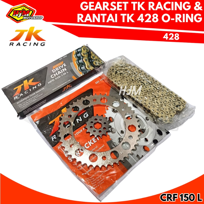 GIRSET GEARSET TK RACING 428 CRF 150 L & RANTAI TK 428 O-RING HPO 130L GOLD
