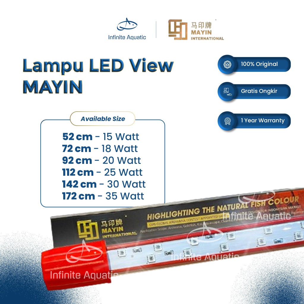 Lampu LED View MAYIN Lampu Aquarium Ikan Arwana/ Ikan Hias