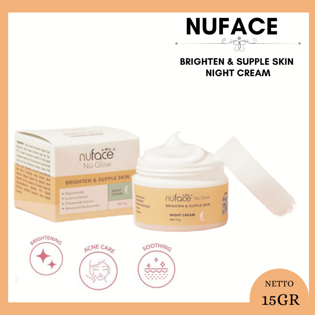 Nuface Nu Glow Brighten & Supple Skin Night Cream 15g / Pelembab Wajah
