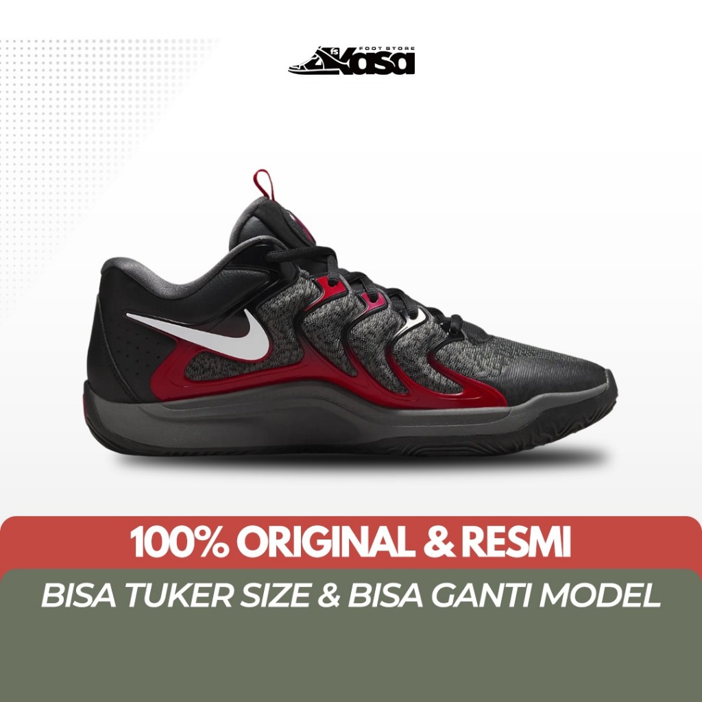 Sepatu Basket Pria Nike KD17 EP Black Iron Grey University Red White