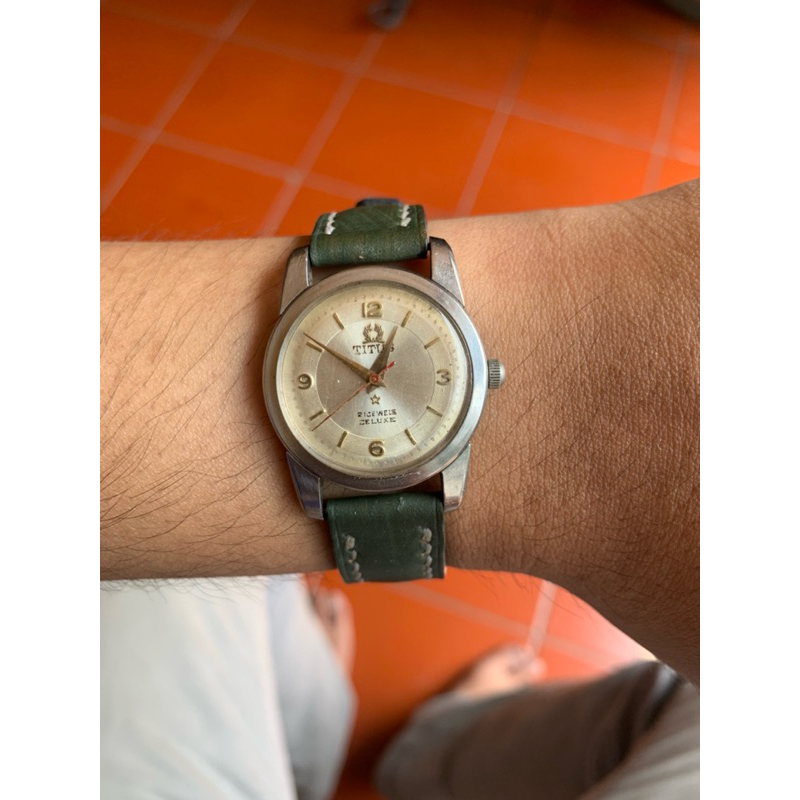 titus deluxe military style swiss made 33mm manual winding