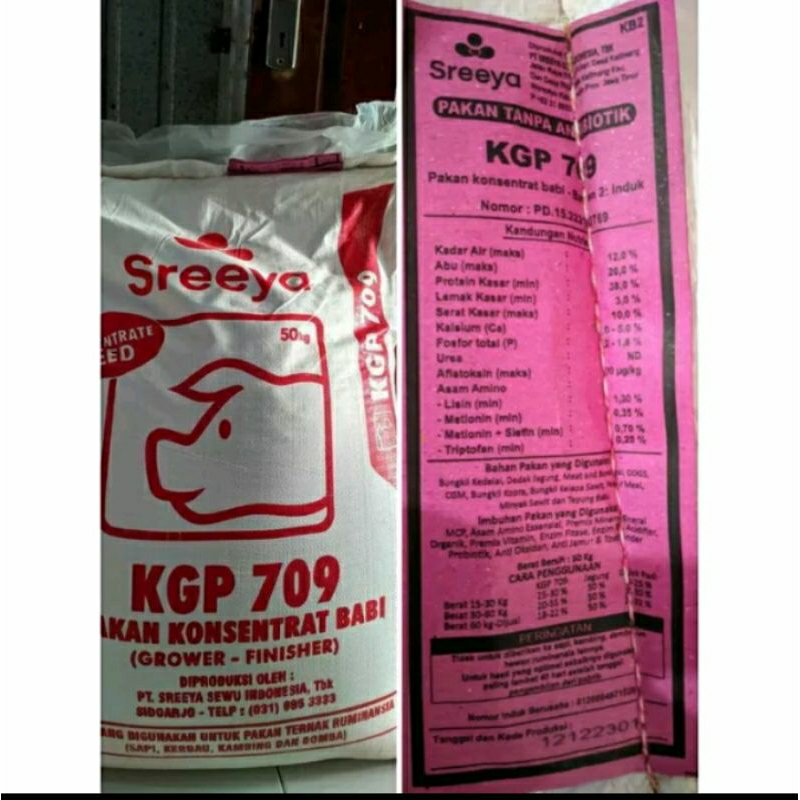 Konsentrat Babi 709 KGP SREEYA PENGGEMUK TERNAK 20 KG