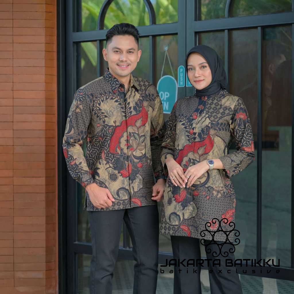 Baju batik atasan couple sarimbit wanita lengan panjang tunik mewah
