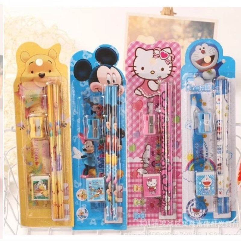 

set alat tulis lucu karakter 5 in 1