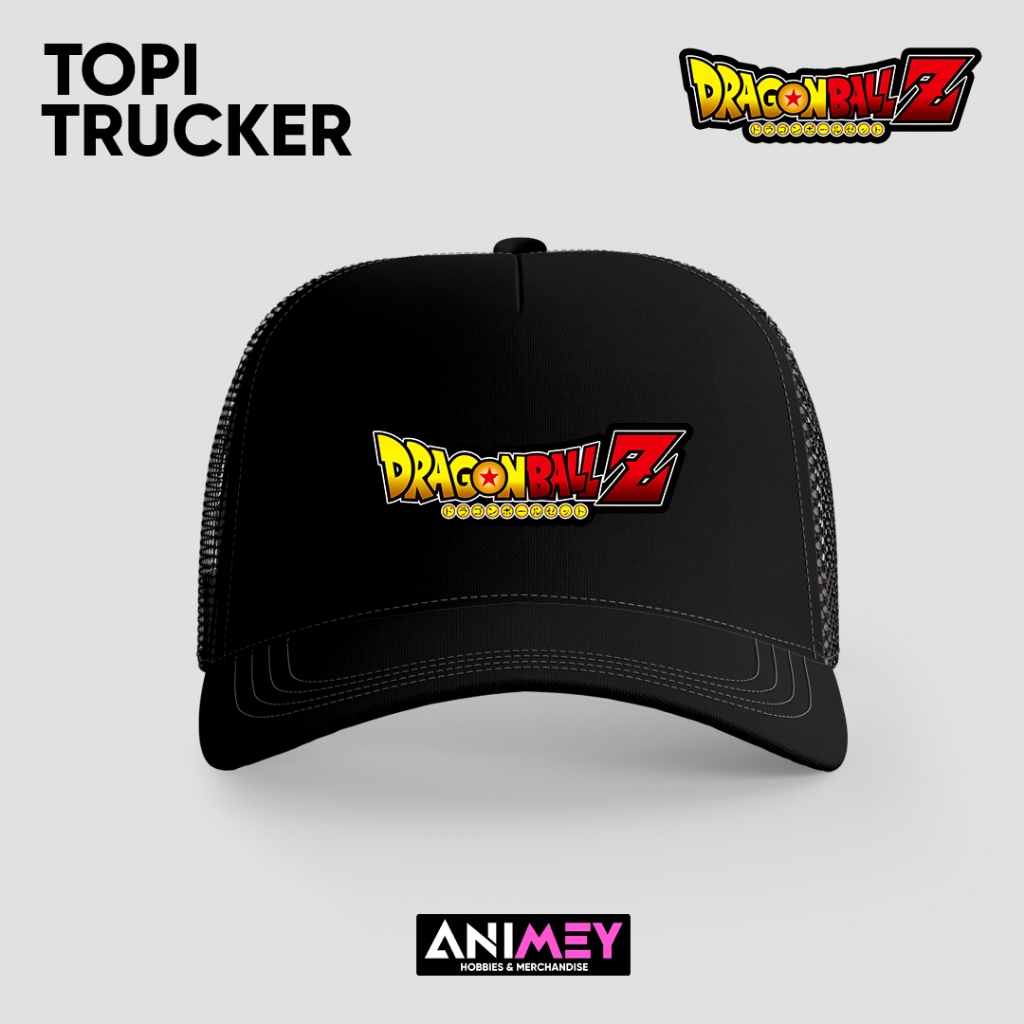 Topi Trucker Dragon Ball Logo / Topi Jaring Dragon Ball / Topi Dragon Ball Hitam