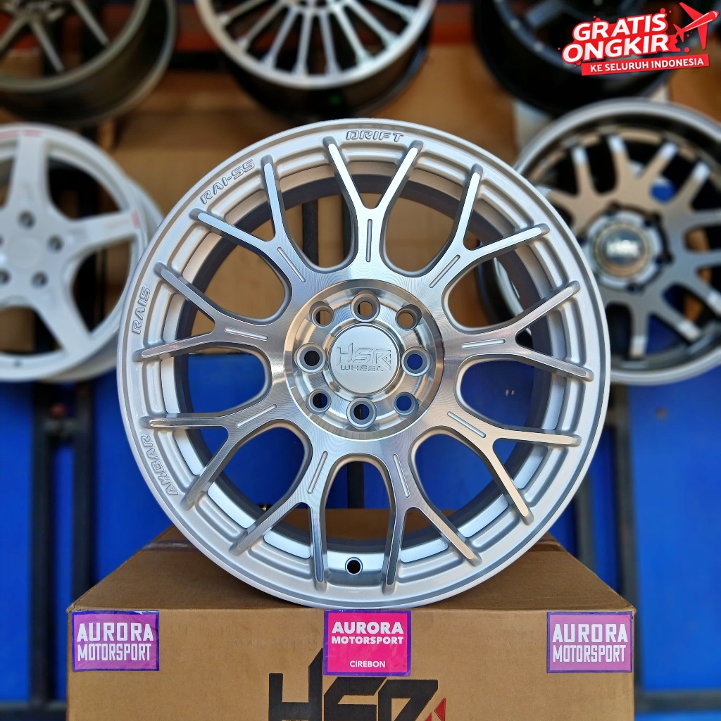 Promo velg ring 16 mobil baleno datsun yaris swift HSR RAI-S5 R16 lebar 7 silver polish