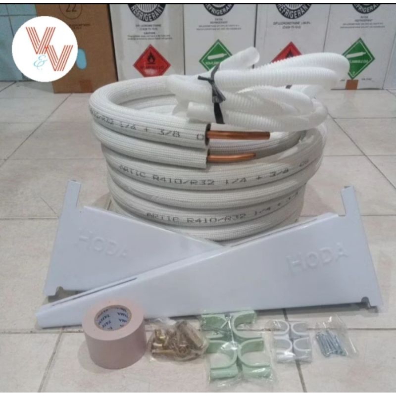 paket pipa artic 5 meter tanpa kabel(link khusus)uk.1/4+3/8 material instalasi pipa AC 1/2 pk - 1 pk