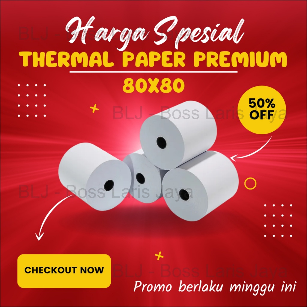 

KERTAS THERMAL STRUK KASIR PAPER ROLL TERMAL 80MM 80X80 THERMAL PRINTER 79 80 x 80 80x80MM PANDA VSC EPPOS