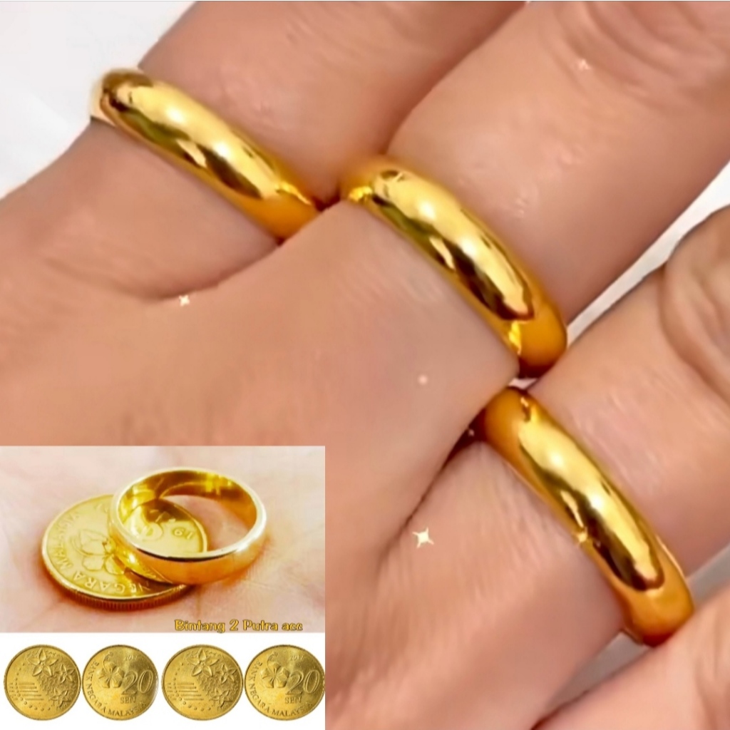 New Cincin Koin Polos Gold Berlapis Emas 24K ANTI KARAT