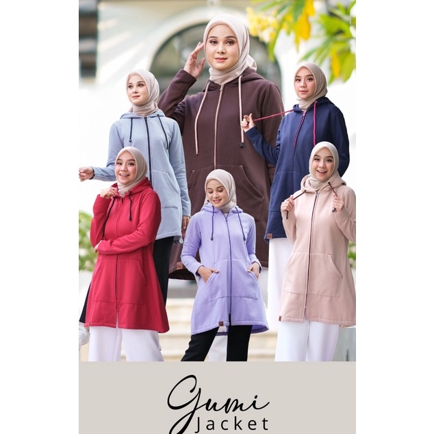 Langka Jaket Wanita Korean Hoodie Muslimah GUMI JACKET Grayscale