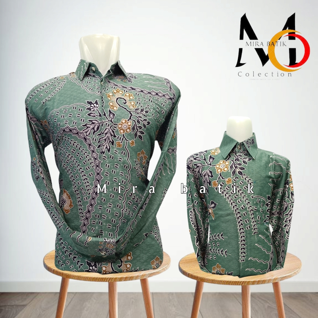 batik hijau mint / batik couple ayah anak warna hijau mint premium quality / kemeja batik hijau mint