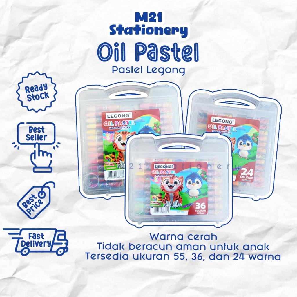 

OIL PASTEL LEGONG / ALAT MENGGAMBAR ANAK KRAYON 55 WARNA, 36 WARNA, 24 WARNA, CRAYON PASTEL MURAH / M21 STATIONERY JOGJA