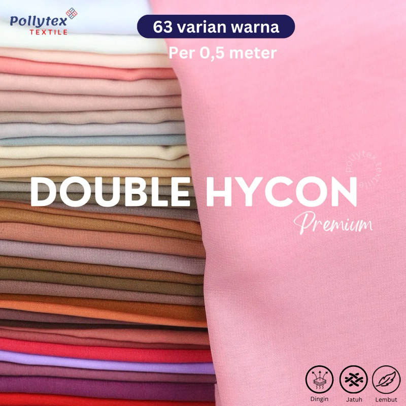 Per 0,5 m - Bahan Kain Pollycotton / Double Hycon / Finne / Polycotton Premium ecer meteran per 0,5 