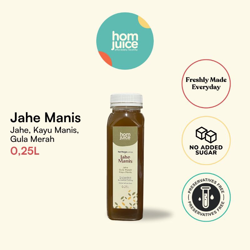 

Homjuice - Jahe Manis 250 ml (Cold-Pressed Juice/Jus/Detox)