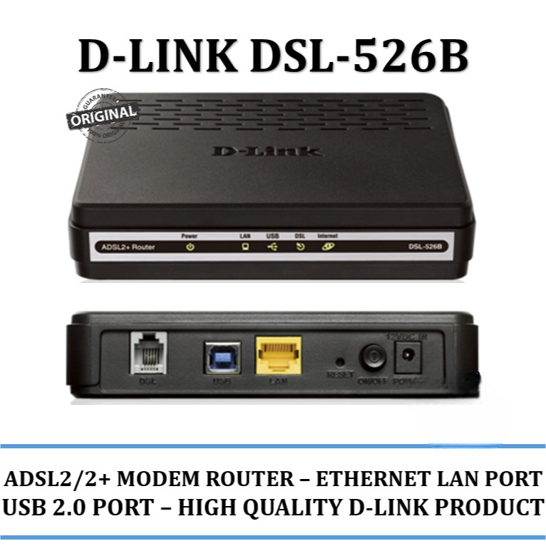 D-Link DSL-526B USB / Ethernet ADSL2+ Modem Router