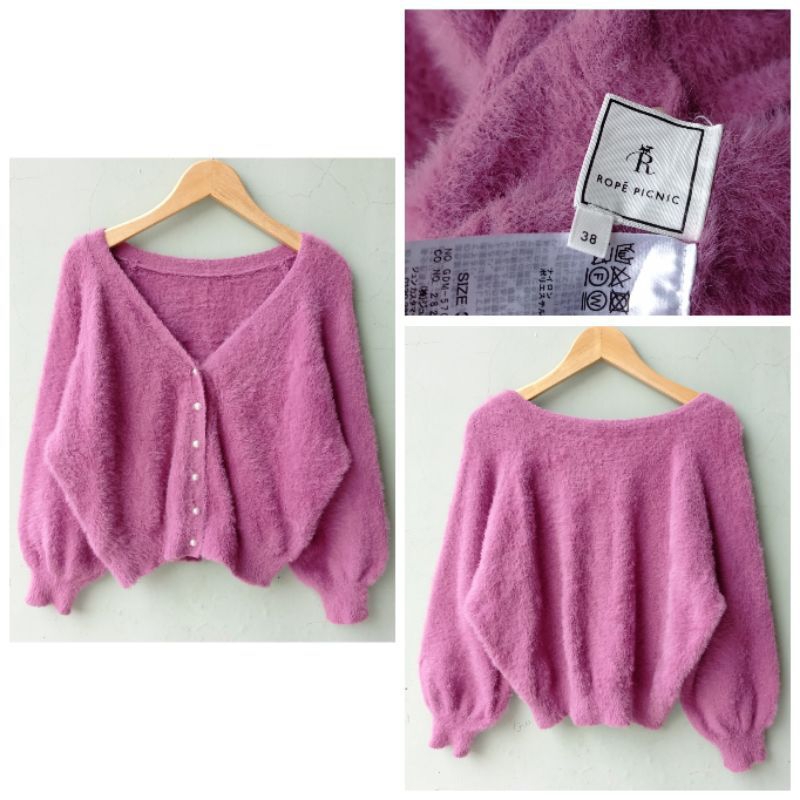 Cardigan Fuzzy Rope Picnic, Cardi Fuzzy, Cardi Rope