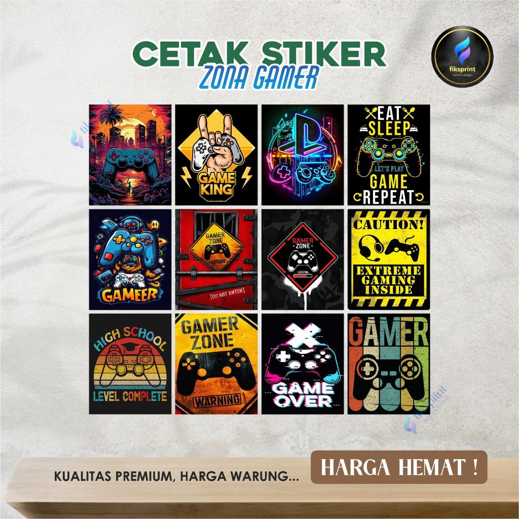 

Stiker gamer zone, stiker pecinta game (isi 42 pcs)