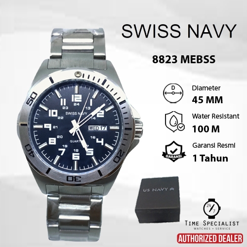 Jam Tangan SWISS NAVY 8823 MEBSS Analog Original Garansi Resmi 1 tahun