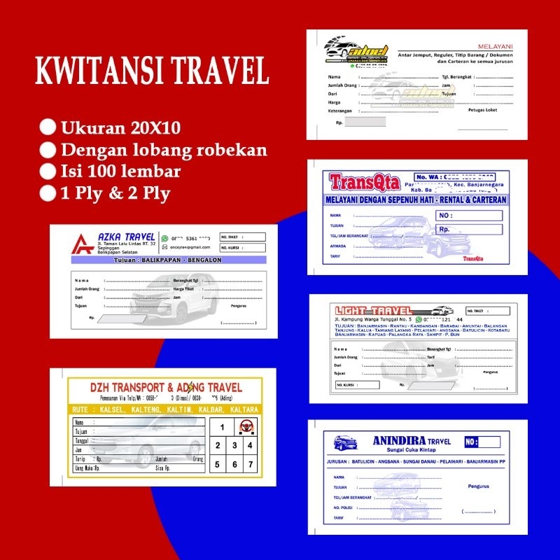 Nota/kwitansi travel & rental mobil satuan gratis desain