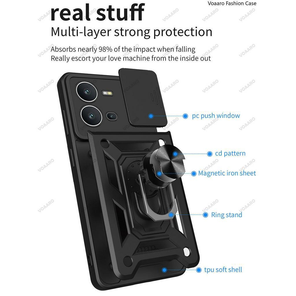 Case Vivo V25 - V25E Case ARMOR SLIDE CAMERA PROTECTION Case Casing Hp Vivo V25 - V25E