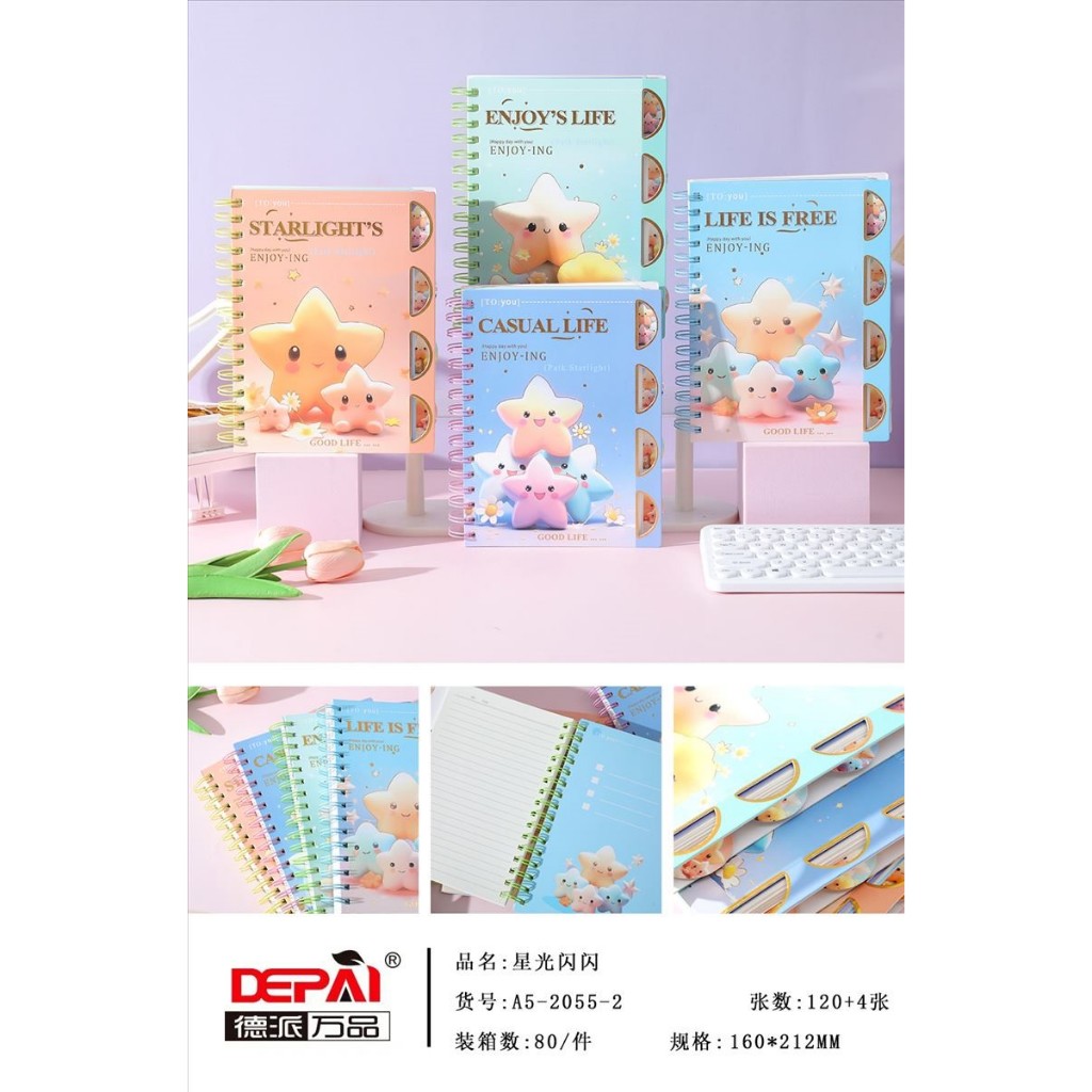 

NOTEBOOK A5 DEPAI 2055-2 ISI 120 LEMBAR SPIRAL AESTHETIC BUKU DIARY MOTIF KARTUN BUKU TULIS CATATAN MURAH