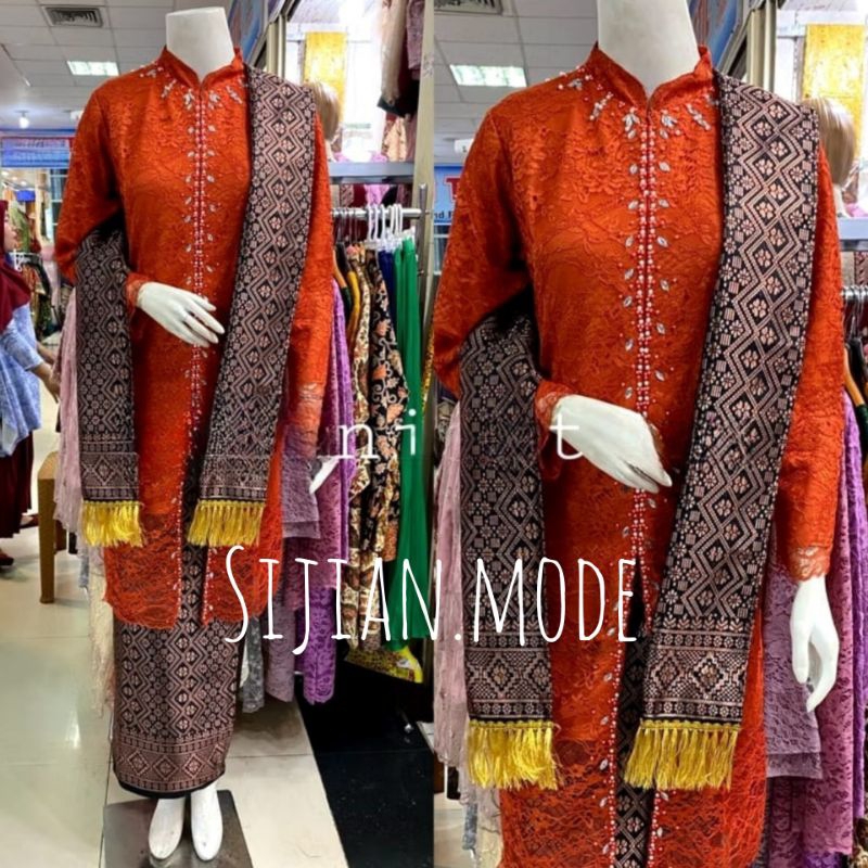 TERLARIS Setelan Tunik Busui Brukat Songket Selendang - Kebaya Modern - Kebaya Brukat - Kebaya