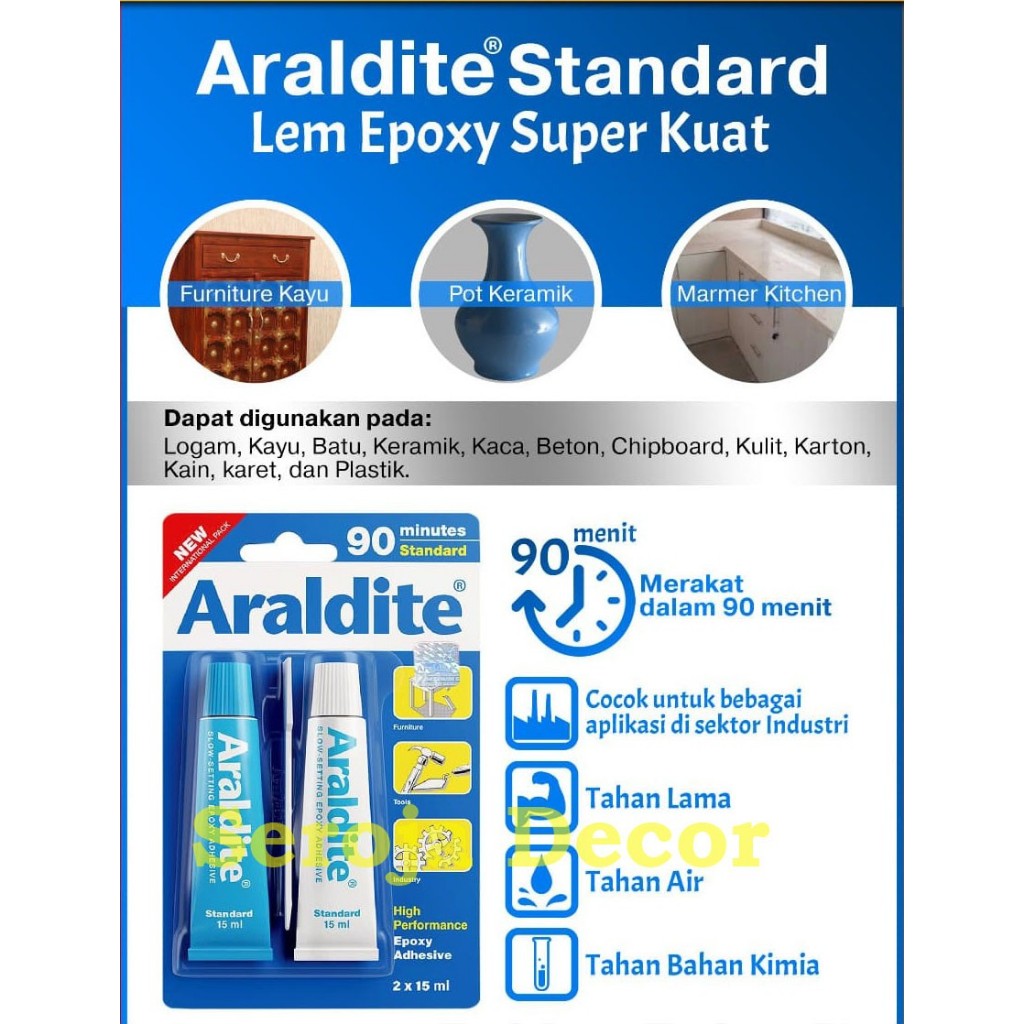 ARALDITE Biru / Lem Besi / Lem Serbaguna Epoxy 2 Komponen Original
