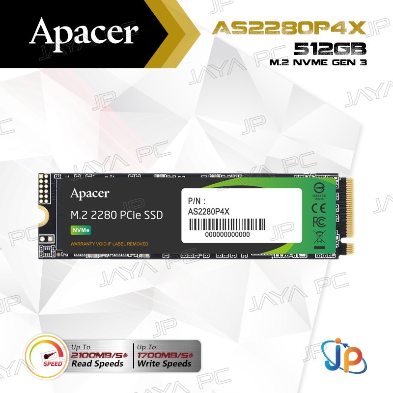 SSD Apacer AS2280P4X M.2 2280 Pcie Gen3 Nvme 512GB - M2 512 GB