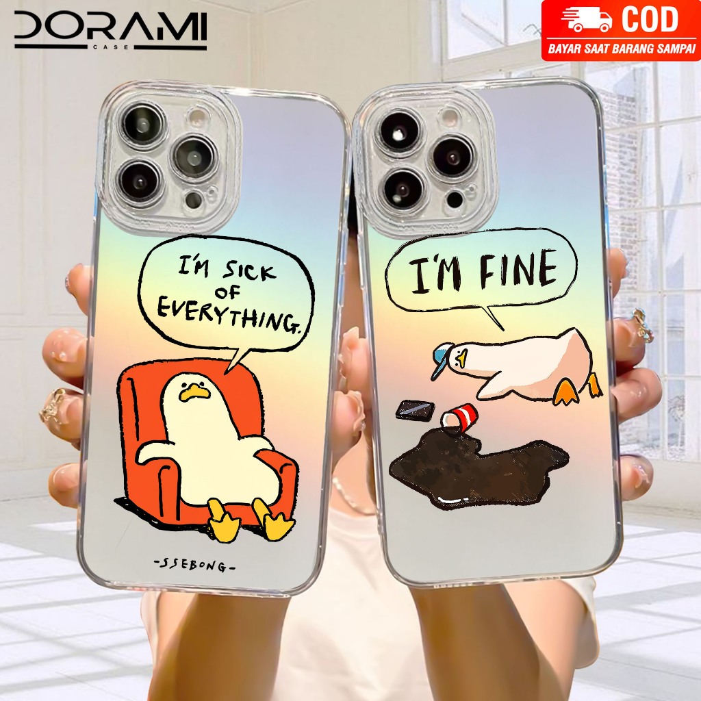 Case Hologram OPPO A5S A11K A12 A7 A15 A15S A57 A77S A58 4G Motif ( DUCK ) Softcase Hologram Bening 