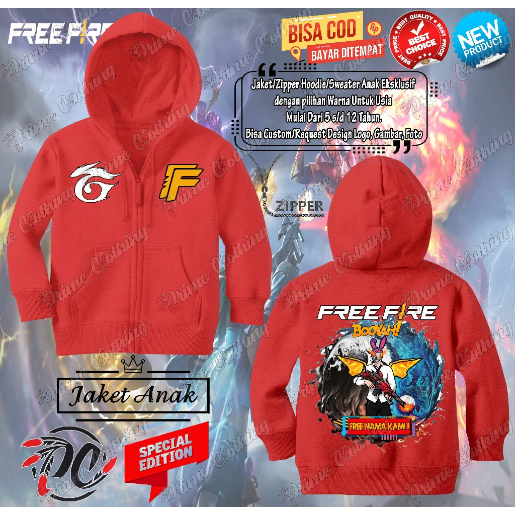 Zipper Hoodie Anak Jaket Sweater Anak Laki-laki & Perempuan Custom Gambar/Foto/Logo/Free Nama - Gare