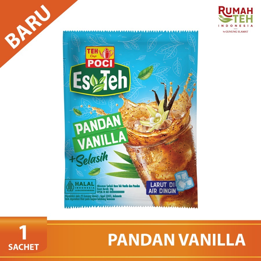 

Instant Powder Es Teh Poci Pandan Vanilla Selasih 1 Sachet