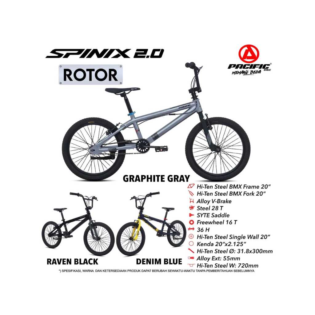 SEPEDA ANAK REMAJA BMX 20 INCH PACIFIC SPINIX 1.0 / SPINIX 2.0 ROTOR ASLI ORIGINAL GARANSI FRAME 5 T