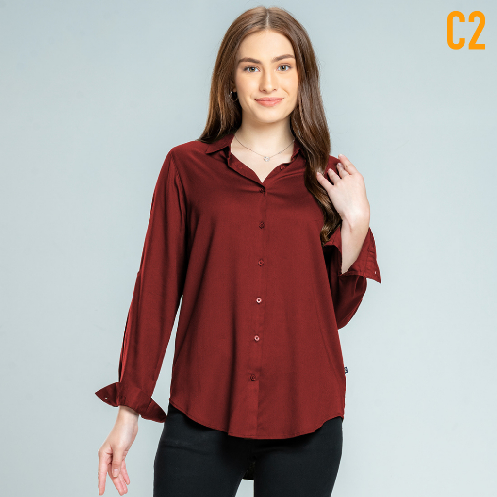 C2 Getafe Red Kemeja Casual Wanita