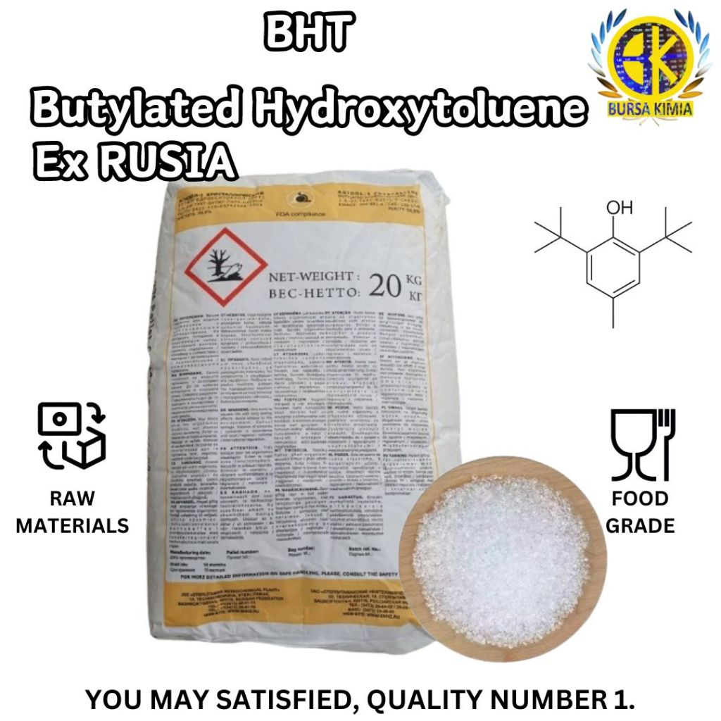 

BHT ex Russia 1kg/ Butylated hydroxytoluene BHT Antioxidant 1 kg Termurah