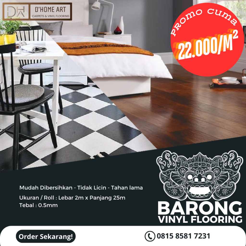 Karpet Vinyl Lantai Tebal 0.5mm | Vinyl Lantai Meteran Lebar 2m
